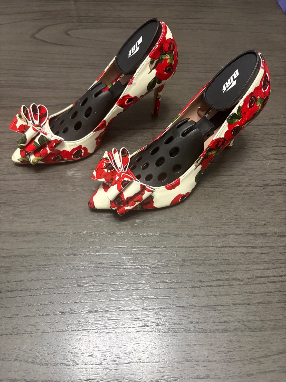 Betsey Johnson Red Floral Pointed Toe Bow Heels